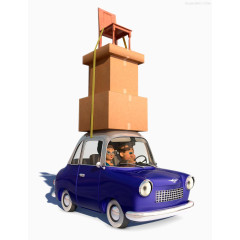 卡通车一家人去旅游