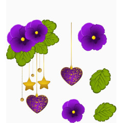 紫色喇叭花心形吊坠