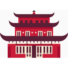 卡通扁平中国建筑