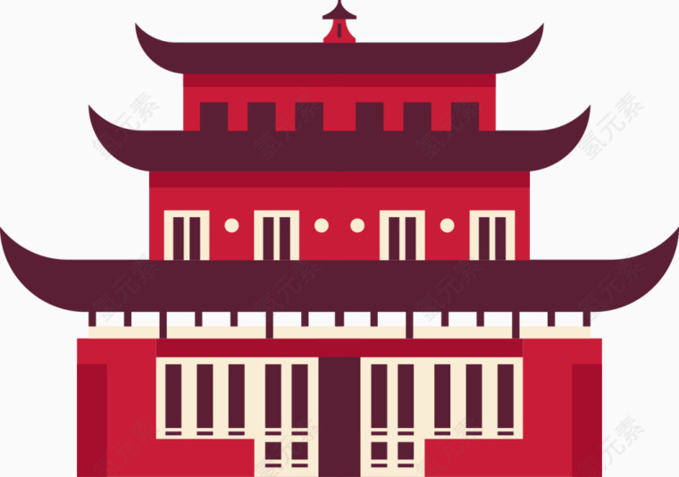 卡通扁平中国建筑