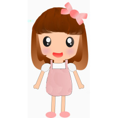 穿围裙的小女孩手绘卡通