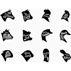 各种动物头食物标签