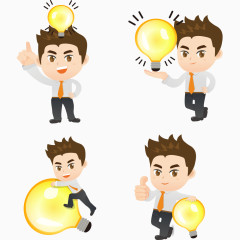 矢量灯泡男人