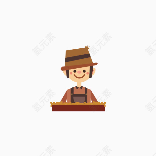 手绘人物很端正耳朵坐着