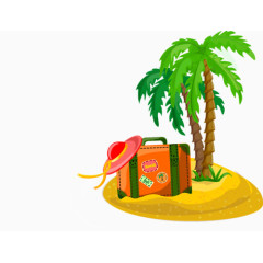 海边沙滩休闲卡通素材