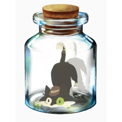 矢量瓶子里的小猫