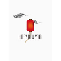 新年快乐字母红色长形灯笼