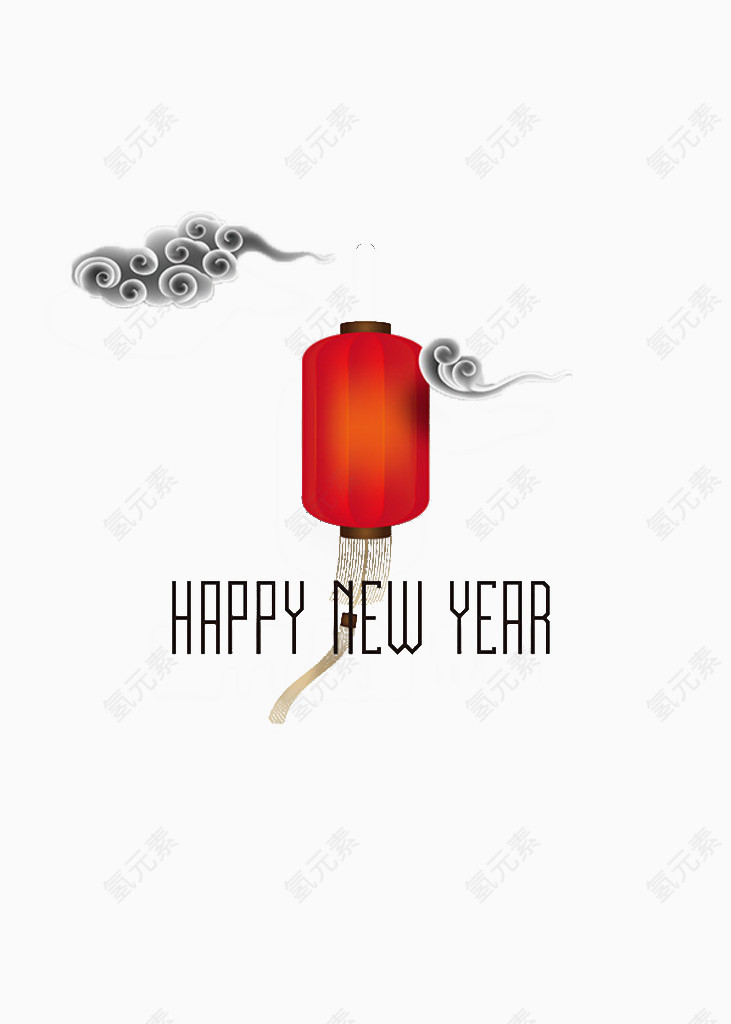 新年快乐字母红色长形灯笼