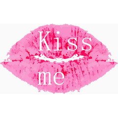 紫色水彩LOVE唇印设计矢量素材