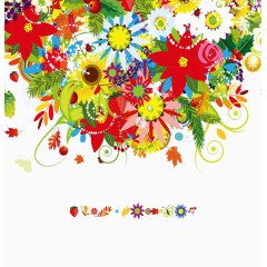 五彩手绘线条花朵手绘线条花纹 