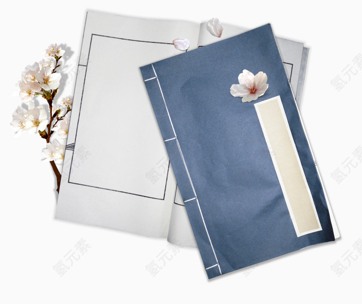 中国古风书本插线古书装饰框