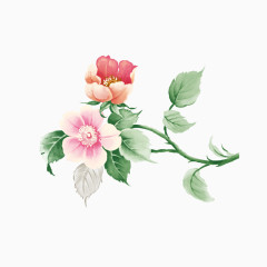 一株粉红彩绘花