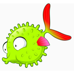 卡通绿色河豚鱼