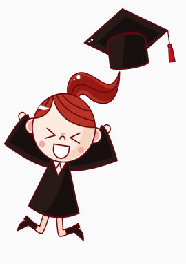 卡通庆祝毕业的女孩
