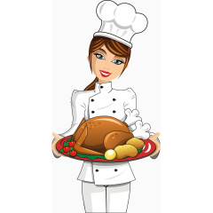 卡通手绘女厨师