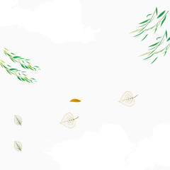 白云仙境柳叶飘落的树叶黄树叶云层中的柳叶