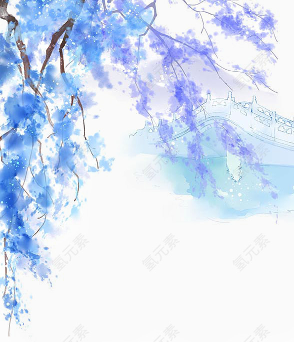 水彩花枝