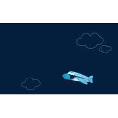 手绘白云和飞机