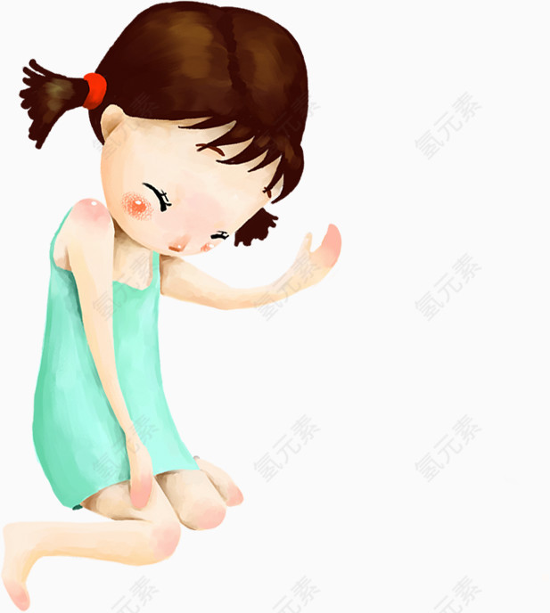 伤心的小女孩卡通人装饰元素