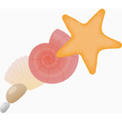 夏日元素海星贝类石头卡通手绘装饰元素