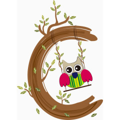 卡通猫头鹰英文字母C