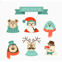 6款卡通圣诞角色矢量素材