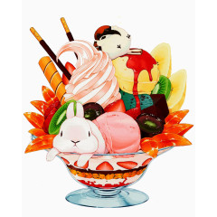 卡通手绘水果冰激凌