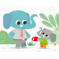 大象父子送礼物给爸爸