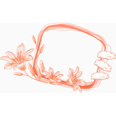 百合花边框红色装饰素材