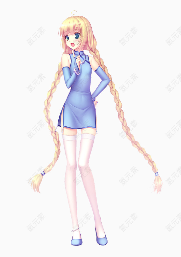 二次元旗袍黄发妹子