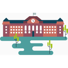 手绘学校建筑素材