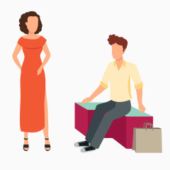 卡通手绘情侣试衣服