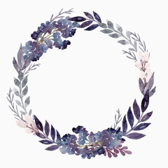 紫色花卉树叶花环