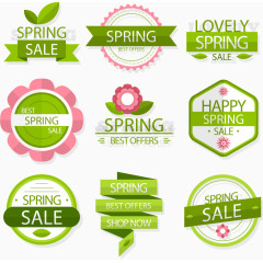 清新绿色春天促销标签合集