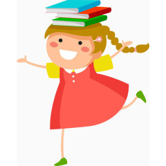 顶着书本的女孩