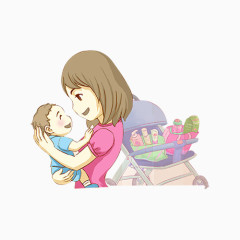 拥抱孩子的母亲卡通人物