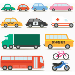 城市交通工具多种汽车卡通手绘