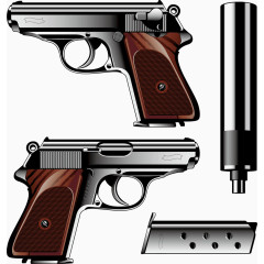 卡通手绘手枪武器