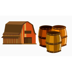 卡通房子木桶