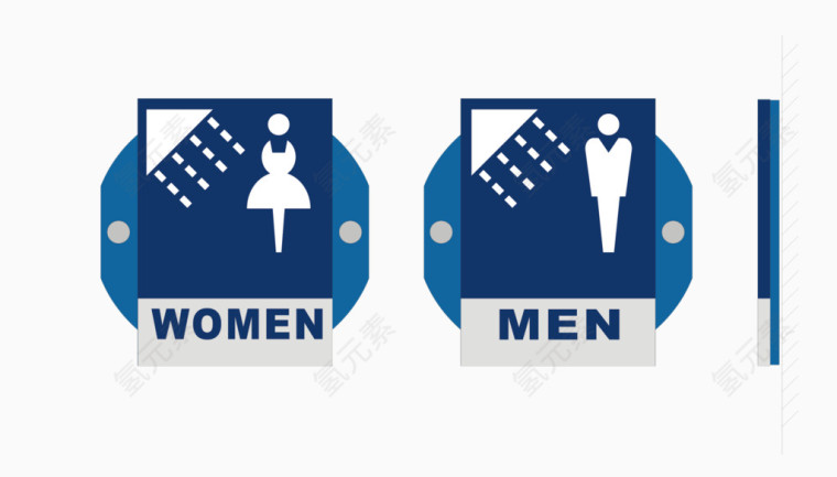 蓝色男女卫生间导向牌