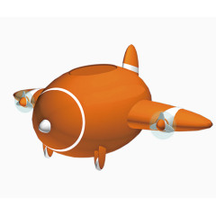 卡通橘色热气球飞行船