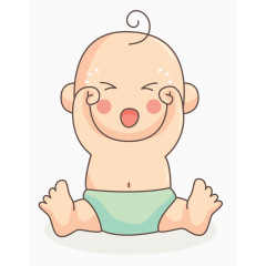 卡通手绘坐在地上哭的宝宝 