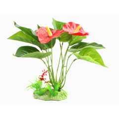 水族箱装饰假花水草红掌