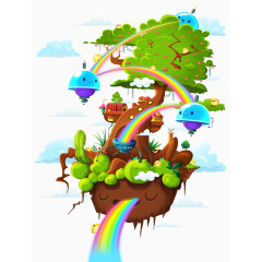 奇特的参天大树立体卡通手绘