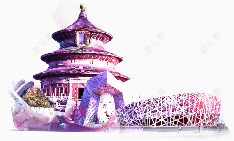 北京元素天坛鸟巢
