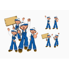 穿蓝色服装的工人