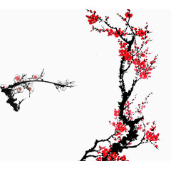 红色水墨风格寒梅