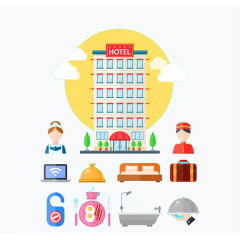 卡通酒店素材图标元素