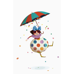 小丑PNG素材免费下载 小丑  雨伞手绘
