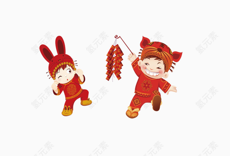 过年小孩放鞭炮